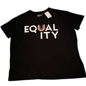 🌺 Take Pride” EQUALITY Rainbow on Black Short Sleeve T-Shirt Women’s Size XXL